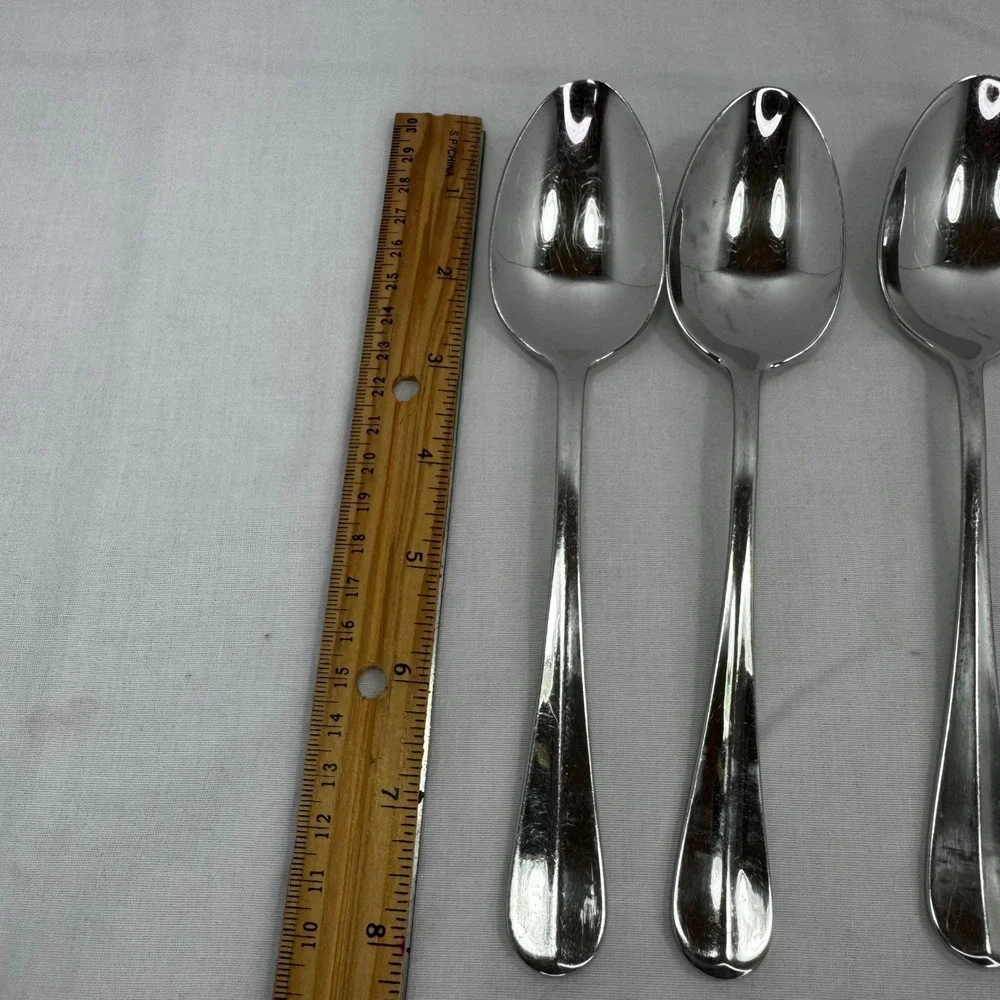 Cuisinart 18/10 Stainless Steel Soup Spoons Set of 4 Teardrop Ridge Handle 7.75
